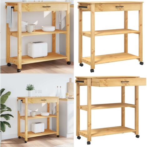 Carrello da Cucina MONZA 84x40x88,5 cm in Legno Massello di Pino - Carrello da cucina in legno - Carrello da cucina in pino
