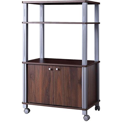 Carrello da cucina multiuso con ruote e 2 ante Carrello in legno a 3 ripiani 60x40x98cm Caffè