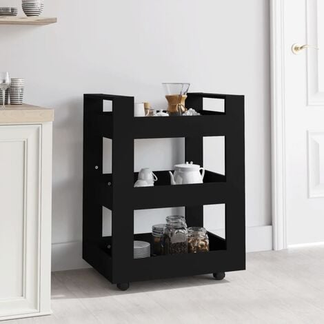 Carrello da cucina con ruote nero 35x20x70