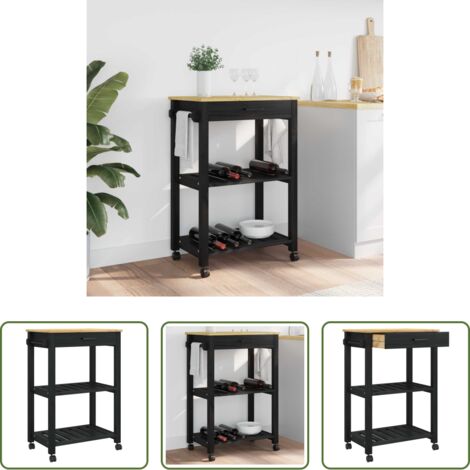 Carrello da cucina nero -  Carrello da Cucina MONZA Nero 60 x 40 x 88,5 cm