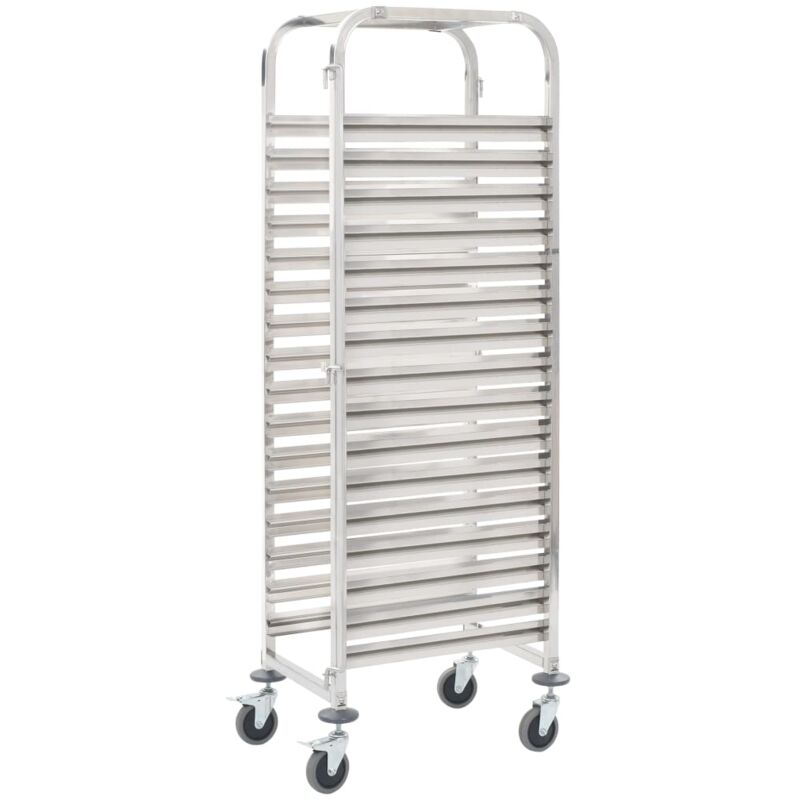 Carrello da Cucina per 16 Vassoi 38x55x163 cm in Acciaio Inox Vidaxl 2049