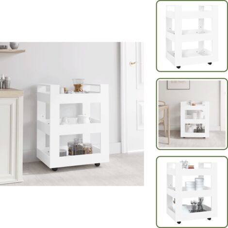 Carrello da cucina per verdure - vidaXL Carrello da Cucina Bianco 60x45x80 cm in Legno Multistrato - Carrello da cucina con ripiani