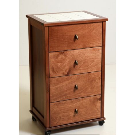 Carrello da cucina POKER con cassetti e piano in ceramica Noce