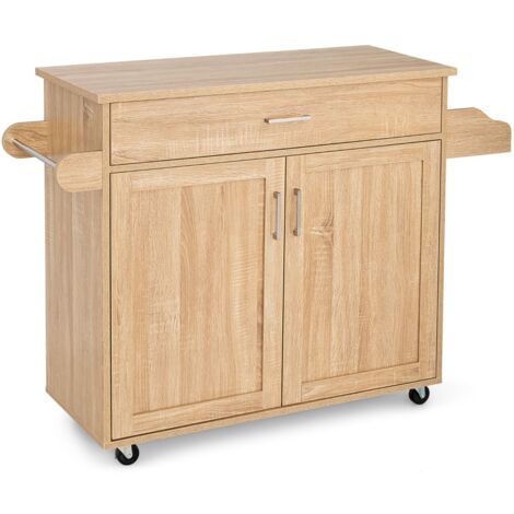 Carrello da cucina rotante con rotelle bloccabili armadio cassetto Carrello portaoggetti Naturale
