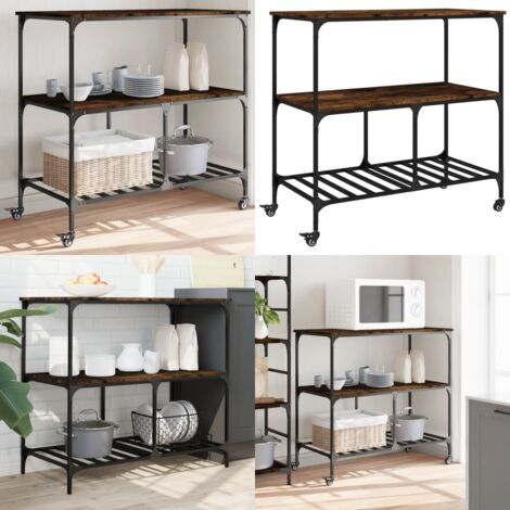 Carrello da Cucina Rovere Fumo 100x50x95cm in Legno Multistrato - Carrello da cucina in legno - Carrello da cucina multistrato