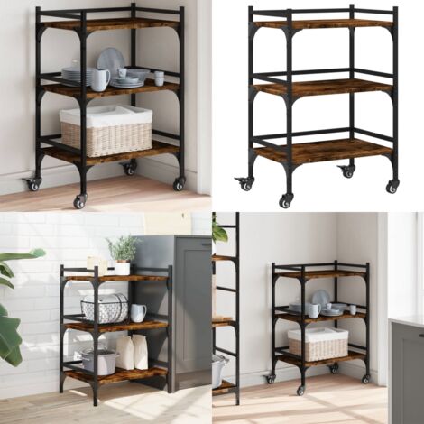 Carrello da Cucina Rovere Fumo 50x35x75,5 cm Legno Multistrato - Carrello da cucina in legno - Carrello da cucina multistrato