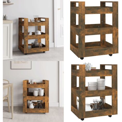 Carrello da Cucina rovere fumo 60x45x80 cm Legno Multistrato - Carrello da cucina in legno - Carrello da cucina rovere fumo