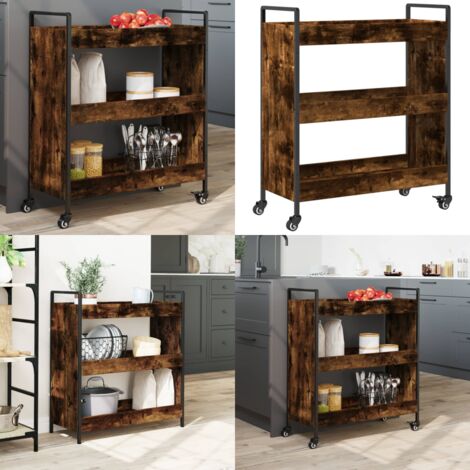 Carrello da Cucina Rovere Fumo 70x30x82 cm in Legno Multistrato - Carrello da cucina in legno - Carrello da cucina con ruote