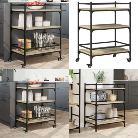 Carrello da Cucina Rovere Sonoma 65x40x86,5cm Legno Multistrato - Carrello da cucina in legno - Carrello da cucina con ruote