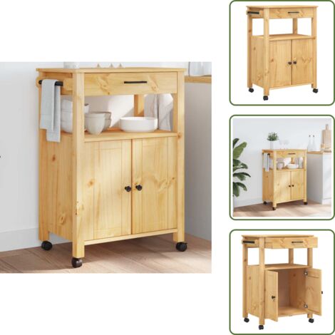 Carrello da cucina vintage - vidaXL Carrello da Cucina MONZA 60x40x88,5 cm in Legno Massello di Pino - Carrello da cucina con cassetto