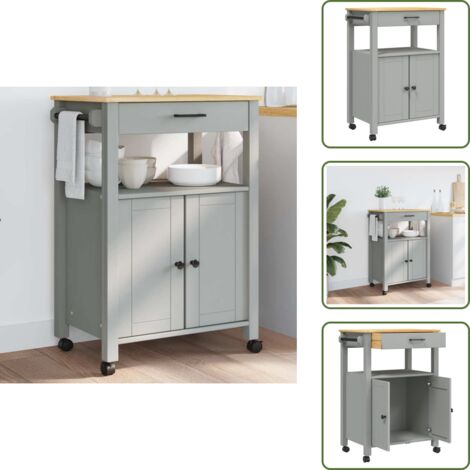Carrello da cucina vintage - vidaXL Carrello da Cucina MONZA 60x40x88,5 cm in Legno Massello di Pino - Carrello da cucina con cassetto