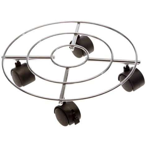 carrello da esterno porta vaso trolley in acciaio, diametro 30 cm