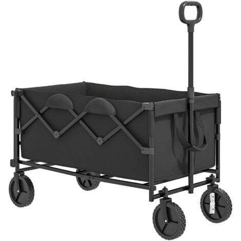 Carrello da Giardino 160L 95x55x102 cm Capacità 100 kg Pieghevole Nero
