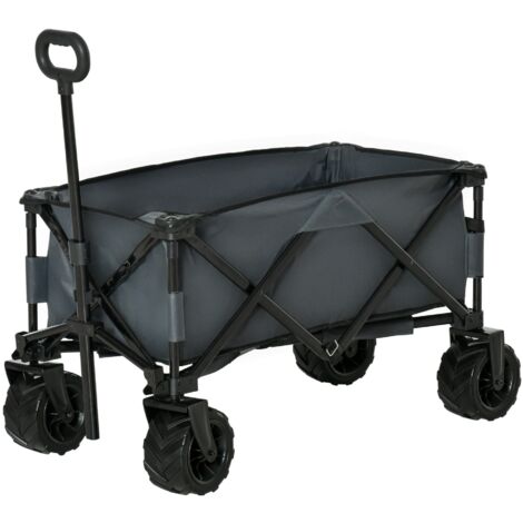 Carrello da Giardino Carico max 70kg con Maniglia Telescopica in Metallo e Tessuto Oxford Grigio