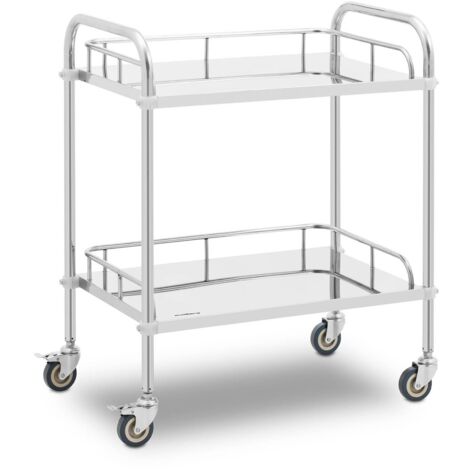 EASYCOMFORT Carrello da Cucina 2 Ripiani con Ruote in Acciaio Inox  71x41x81cm, Argento