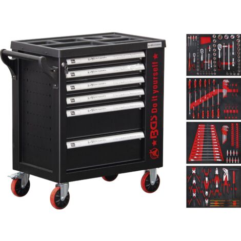 CARRELLO DA OFFICINA 158 UTENSILI BGS DIY - 6 CASSETTI E 1 PORTA LATERALE