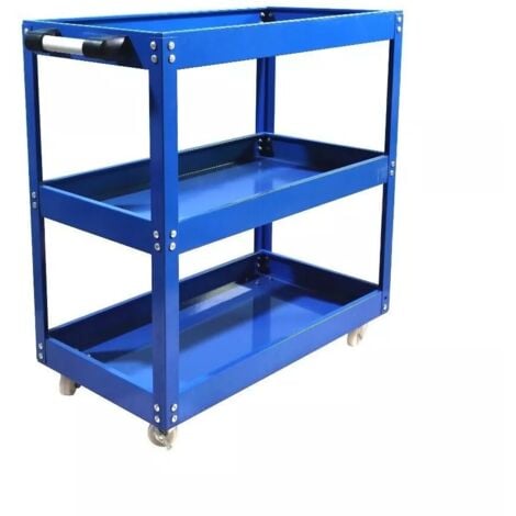 NECHE Carrello da officina a 3 ripiani, carrello portautensili in acciaio, capacità di stoccaggio fino a 60 kg, blu