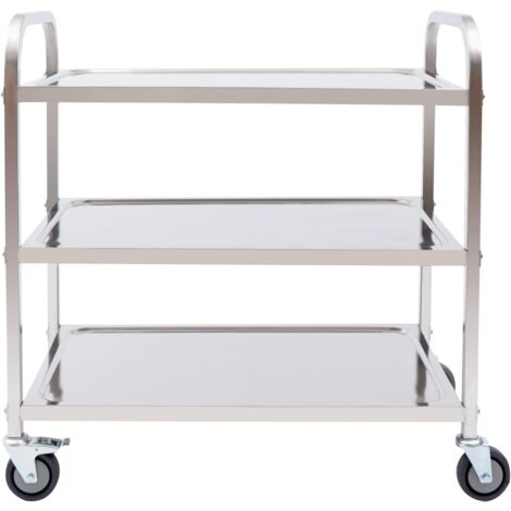 Carrello da portata in acciaio inox con 3 ripiani, carrello multiuso in acciaio inox (grande: 85 x 45 x 90 cm)