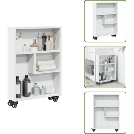 Carrello da soggiorno - vidaXL Carrello Portaoggetti Stretto Bianco 48x13x68 cm in Truciolato - Carrello da cucina