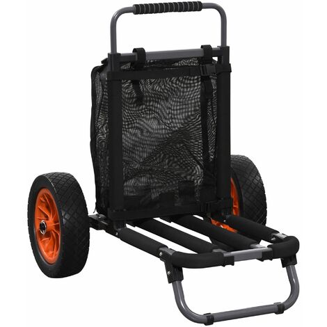 Carrello da Spiaggia Pieghevole 82x67x81 cm in Alluminio Nero