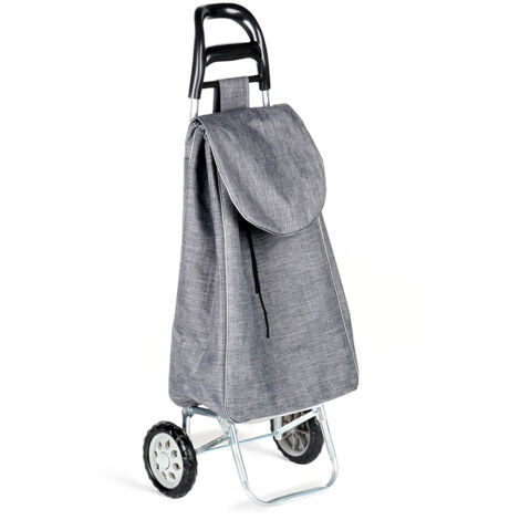 Carrello della spesa con borsa pieghevole su ruote, borsa della spesa grigia resistente