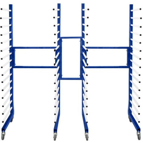 Carrello di asciugatura a spruzzo combinato x 2 Connettori con 4 ruote resistenti a 360 gradi Mobile 15 livelli per scaffale 25 kg per strato 375 kg di capacità Larghezza regolabile