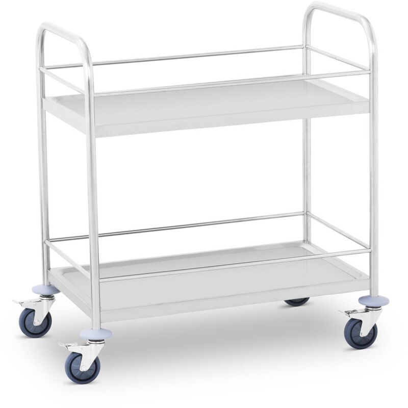 Royal Catering - Carrello Di Servizio In Acciaio Inox Capacità Di Carico 2X50 Kg 4 Ruote In Gomma