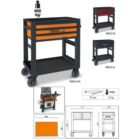 Carrello Di Servizio Con 3 Cassetti - BetaRSC RSC51  RSC51-R