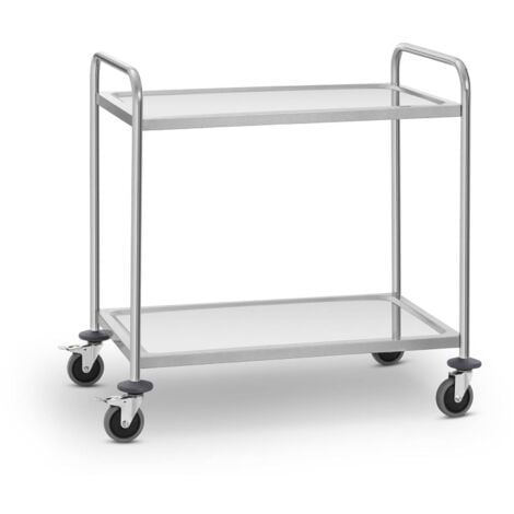 Carrello Di Servizio In Acciaio Inox 2 Vassoi Carrello Per Ristorante Fino 120kg