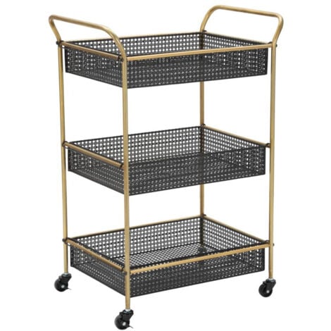 Carrello Fashion 56x37x81 cm in Ferro Nero e Oro