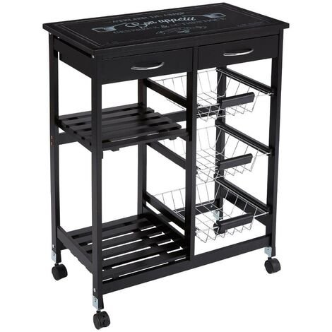 Carrello gustaf su rotelle, 5 livelli, nero  - 5five