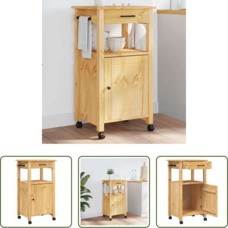 Carrello in legno -  Carrello da Cucina MONZA 48x40x88,5 cm in Legno Massello di Pino
