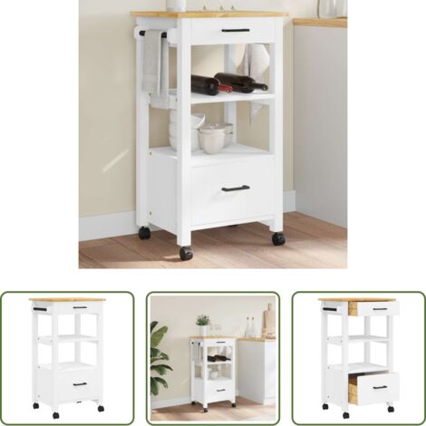 Carrello in legno -  Carrello da Cucina MONZA 48x40x88,5 cm in Legno Massello di Pino