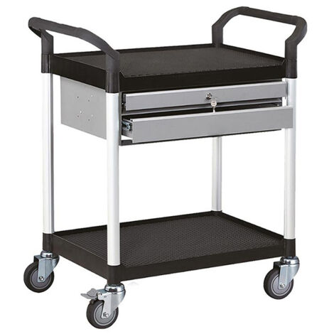 Carrello in PP e alluminio - 2 piani - 2 cassetti - 600 x 400 mm - S3T