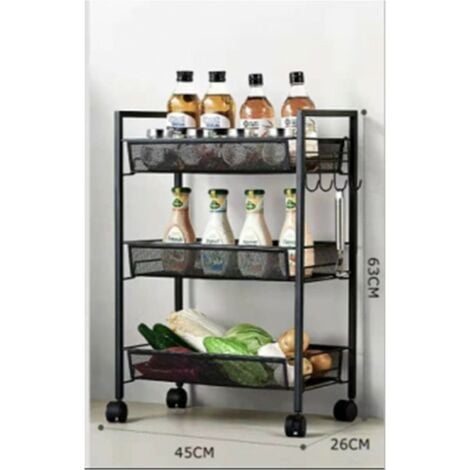 Carrello industrial ruote per cucina cm 45 x 27 x 63 h