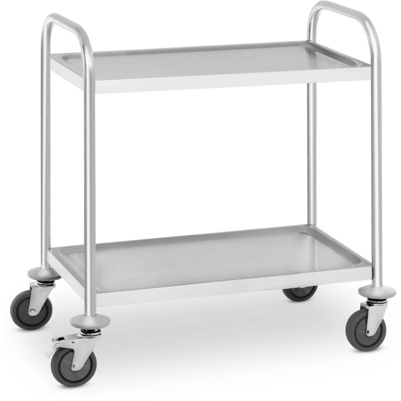 Carrello Inox Di Servizio Per Cucina In Acciaio Ruote 2 Ripiani Fino a 150 Kg