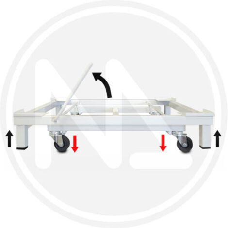 CARRELLO LAVATRICE 61X55CM C/LEVA E RUOTE ACCIAIO VERN.BIANCO
