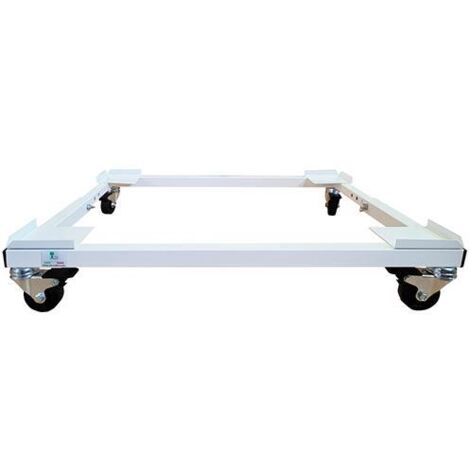 CARRELLO LAVATRICE REGOLABILE 35/55X60CM C/RUOTE ACCIAIO VERN.BIANCO