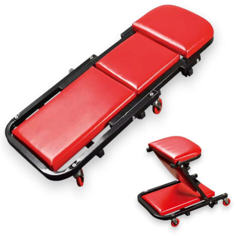 Carrello lettino sotto macchina da meccanico con 6 ruote modulabile lettino sgabello