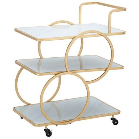 Carrello Marmo e Vetro cm 64X46X79 - MARBLE GLASS