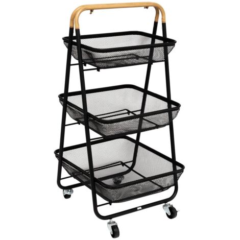 Carrello mayaj su ruote a 3 livelli nero - 5five