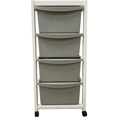 carrello "millenium" bianco e tortora in legno e plastica, 36,5x37,5x82 cm