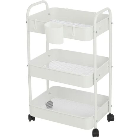 Carrello multiuso in metallo bianco con portata 5 kg per ripiano