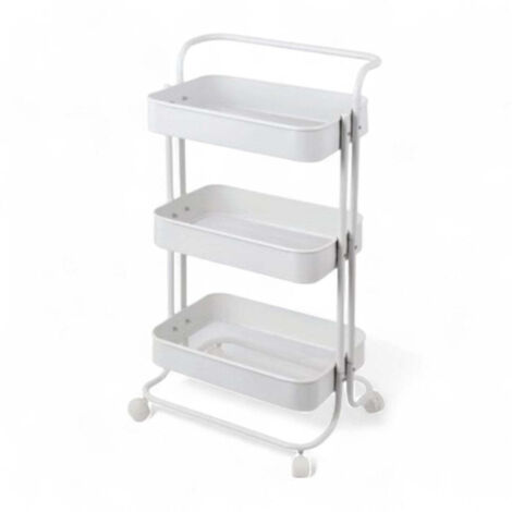 Carrello multiuso spesa 3 ripiani con ruote struttura in ferro e ceste in resina 43x34xH80 cm