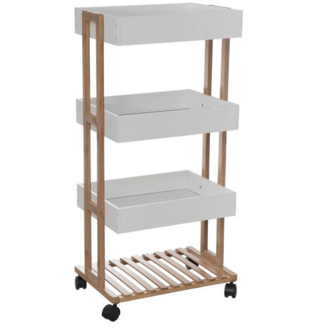 Carrello naturéo a 4 livelli su rotelle in bambù bianco - 5five