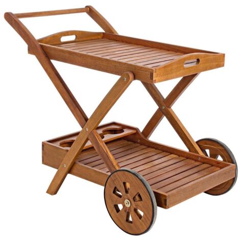 Carrello "Noemi" in legno di acacia con finitura ad olio h 76 cm