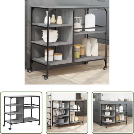 Carrello organizzatore -  Carrello Cucina Grigio Sonoma 100x45x89,5 cm Legno Multistrato