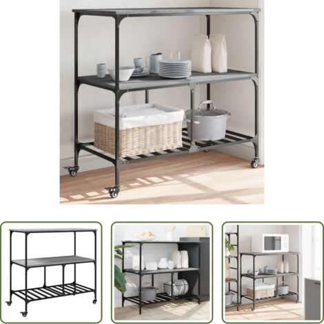 Carrello organizzatore -  Carrello Cucina Grigio Sonoma 100x50x95 cm in Legno Multistrato