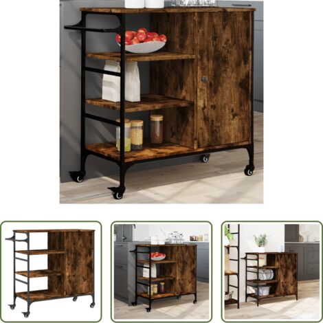 Carrello organizzatore -  Carrello Cucina Rovere Fumo 87,5x38,5x84,5 cm Legno Multistrato