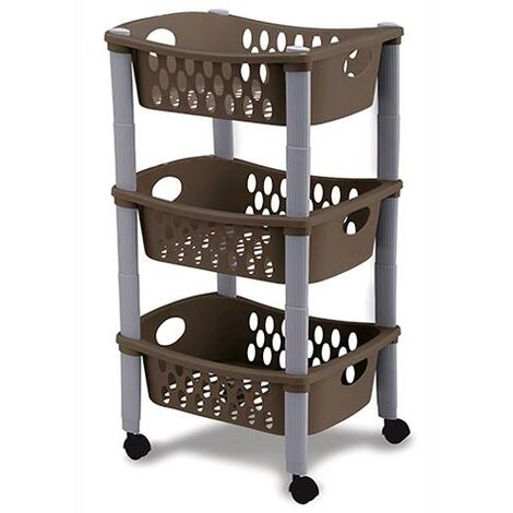 Carrello  "Otello" 3 Piani Grigio/Tortora Cm 30X40X70H Stefanplast